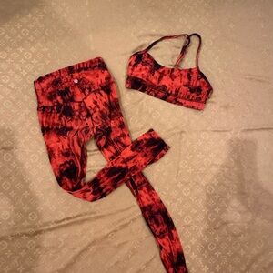 Lululemon Align Red & Black Tie-Dye Activewear Set!!
